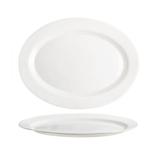 Fuente oval cristal Elba blanca 36cm