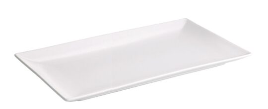 Fuente rectangular Stonware blanca 30x15