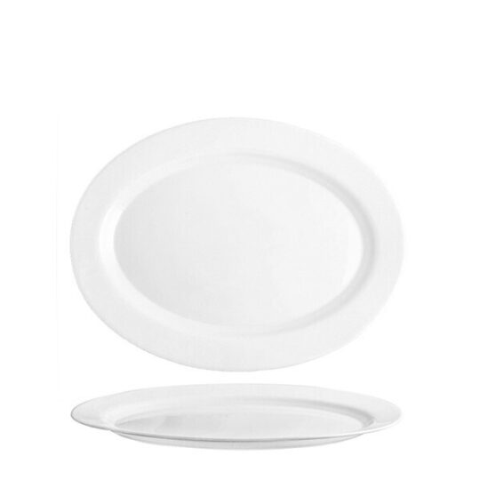 Fuente oval cristal Elba blanca 30cm