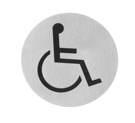 Placa aviso baño discapacitado metacrilato oval
