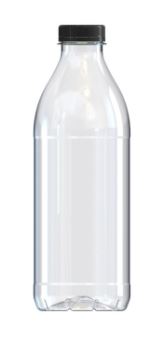 Botella PET cilíndrica tapón rosca negro 1 L