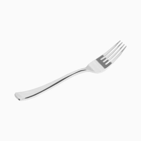 Tenedor plastico plata reutilizable 18.5 cm 50uds