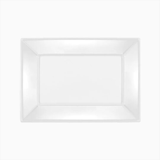 Fuente plastico resutilizable rectangular blanca 25 ud.