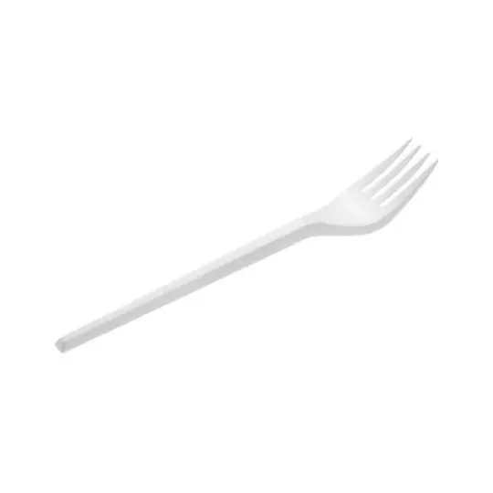 Tenedor plastico blanco reutilizable 100uds