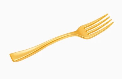 Tenedor plastico mini metalizado oro