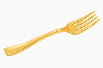 Tenedor plastico mini CT oro 50uds
