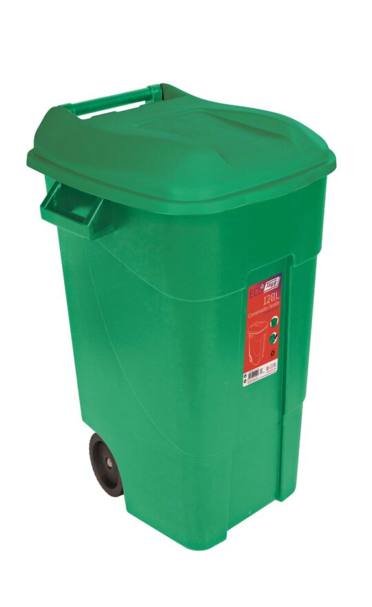 Cubo basura con ruedas verde Eco 120L