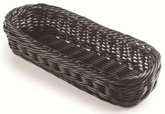 Panera/cubertero rattan alargada negra 27x10cm