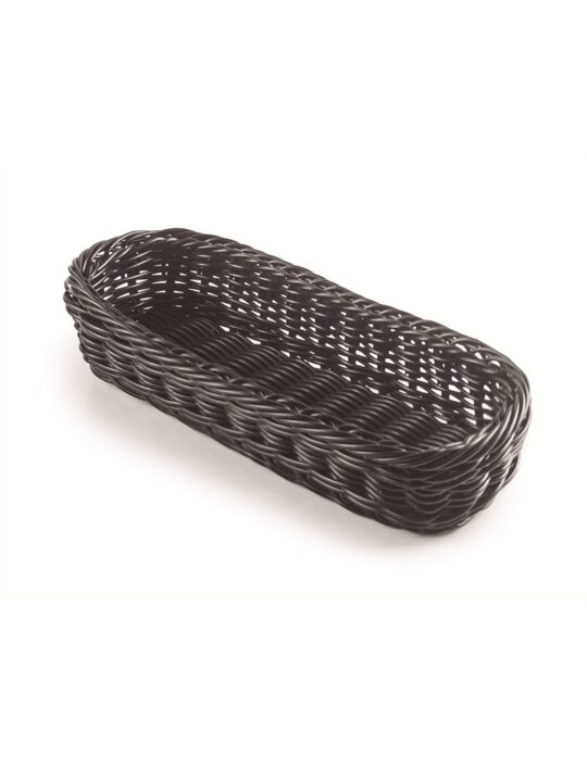 Panera/cubertero rattan alargada negra 27x10