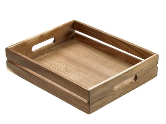 Caja madera acacia bandeja 32x26x7 cm
