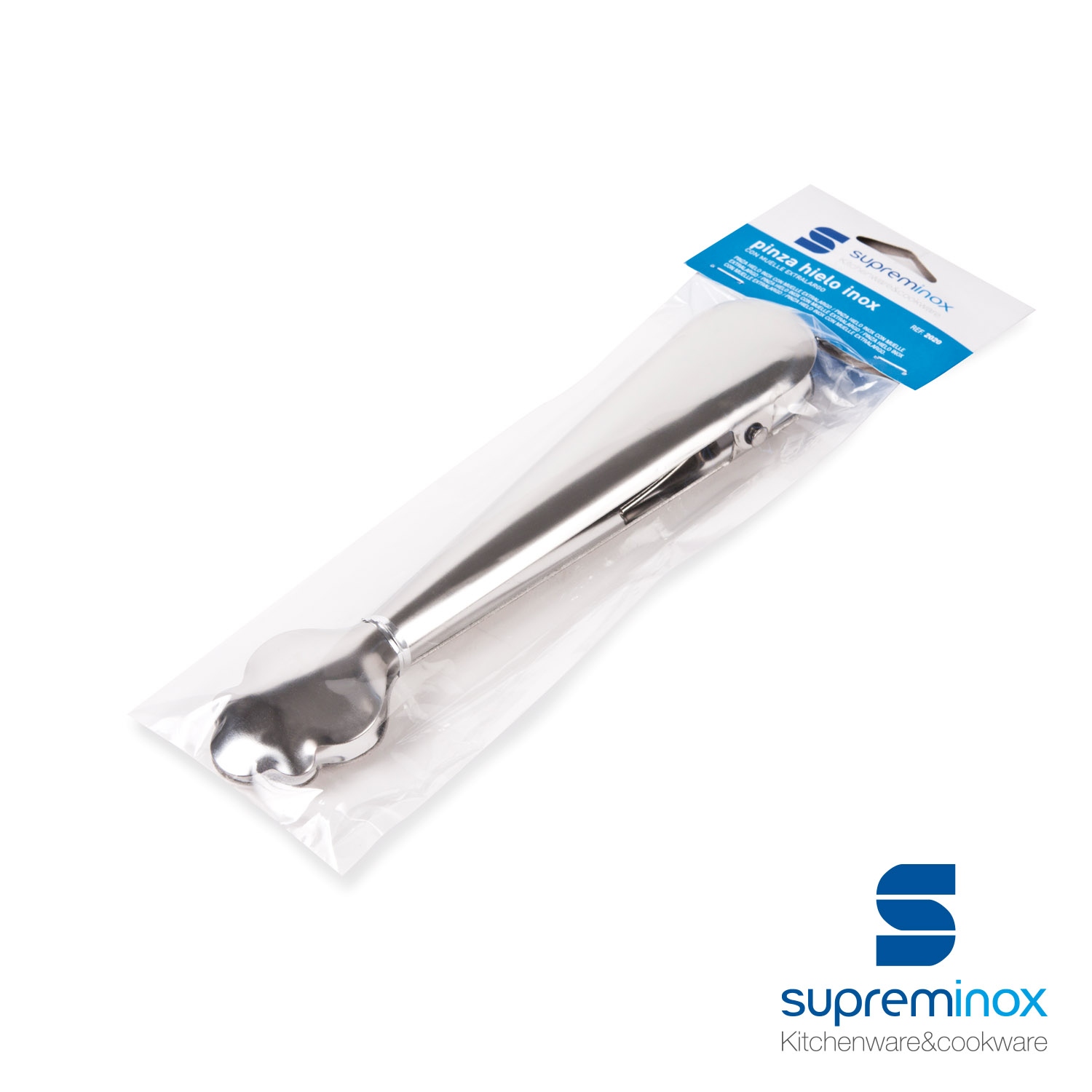 Pinza hielo inox con muelle