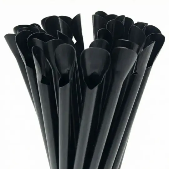 Cañitas rectas PLA con cuchara negra 6mm 20cm 100uds