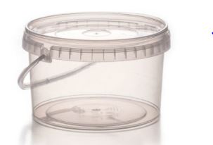 Envase cubo polietileno redondo bajo con asa y tapa 2,5 L.itros
