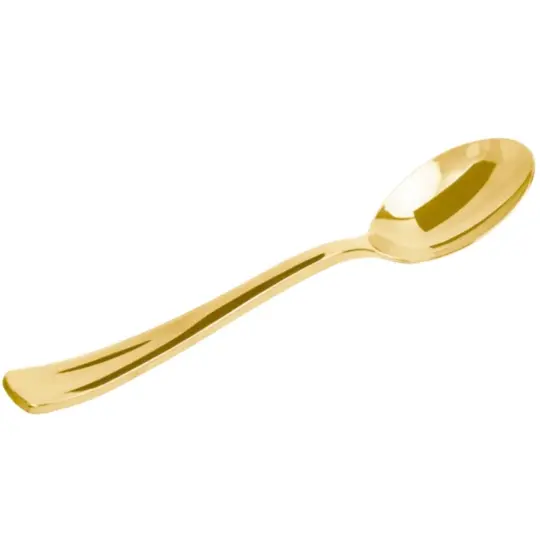 Cucharilla plastico reutilizable oro metalizado 13 cm. 25 ud.