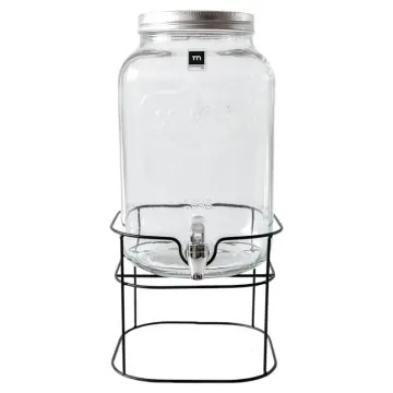 Tarro cristal dispensador con grifo, soporte metal 4L