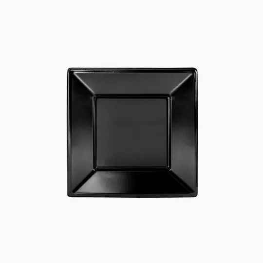 Plato plastico cuadrado reutilizable negro 17x17 25 ud.