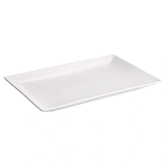 Fuente rectangular Stonware blanca 25x15 cm