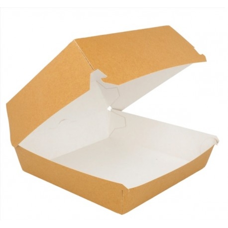 Envase carton kraft hamburguesa grande 50uds