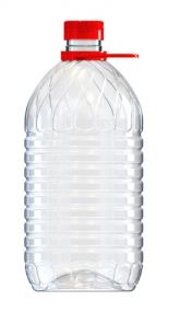 Botella PET cilíndrica con asa tapón rojo 3 L