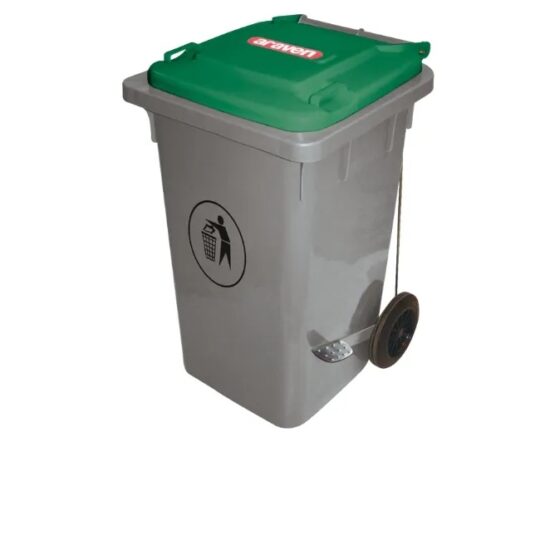 Cubo basura con pedal metal y rueda de 120 L.