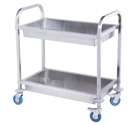 Carro servicio recogida en acero inox,  2 bandejas