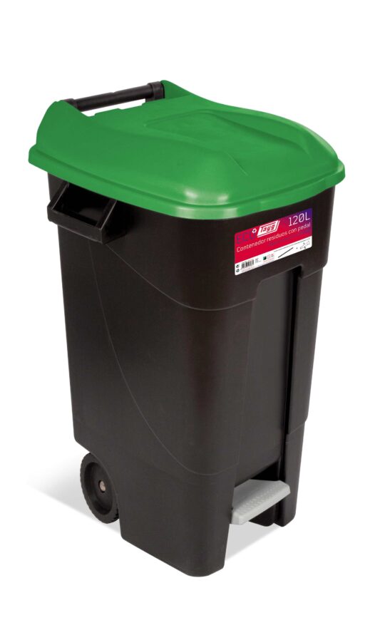 Cubo basura con pedal+ruedas Eco 120L