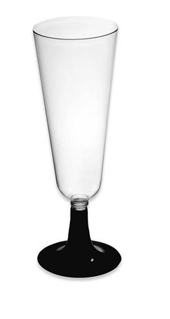 Copa plastico champan pie negro 4uds