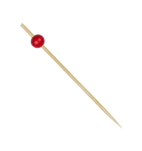Pincho madera con adorno rojo/negro 7cm 100uds
